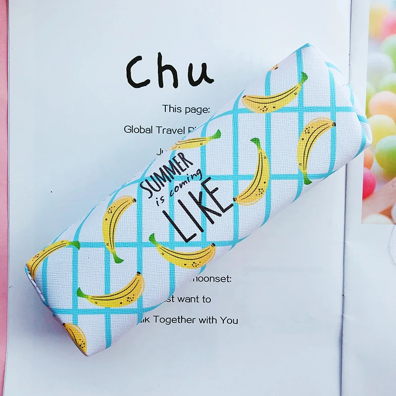 Canvas Pencil Case for School Cute Fruit Big Capacity Pencilcase Pen Bag Box Students Pencils Writing Stationery Pouch - Цвет: Type 3