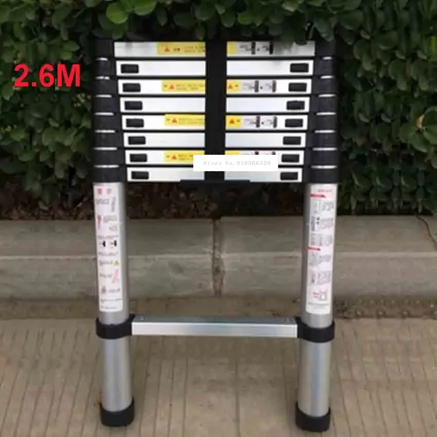 New 2.6 Meters DLT-A Portable Safety Extension Ladder Thick Aluminum Alloy Single-sided Straight Household 9 Steps |