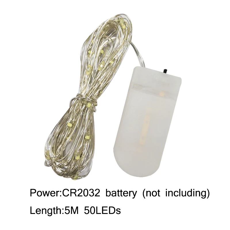 5m 50leds 1 м 2 м 3M 5 м медный провод светодиодный гирлянды на батарейках праздничное освещение сказочная гирлянда для рождественской елки Свадебная вечеринка Декор - Испускаемый цвет: 5m 50leds