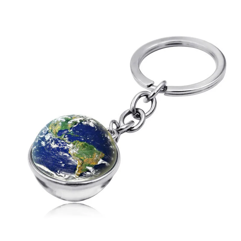 A Keychain Земной брелок для ключей «Планета» Time Gem Orna men t креативный Брелок высокого класса двухсторонний стеклянный шар брелок ювелирные изделия для мужчин и женщин - Color: A Keychain