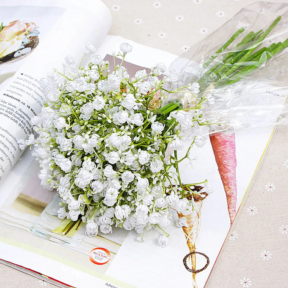 12 шт./компл. для малышей, искусственные цветы, поддельные Gypsophila DIY цветочный букет для свадьбы дома и сада вечерние украшения 29