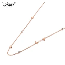 Lokaer модное ожерелье-чокер из нержавеющей стали с бабочкой и кристаллами CZ, Очаровательное ожерелье-цепочка с подвеской для женщин и девочек N19119