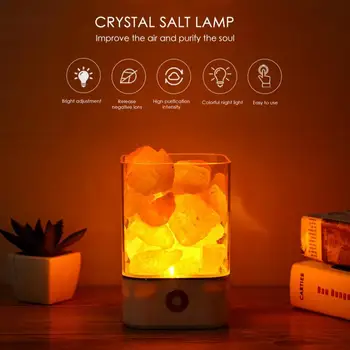 

USB Crystal Light Natural Himalayan Salt Lamp Led Lamp Air Purifier Indoor Warm Light Table Bedroom Lava Lamp