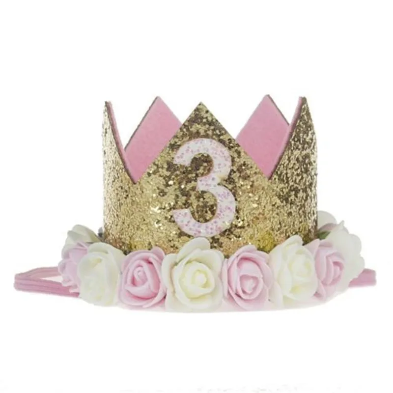 1 шт., шапка для празднования первого дня рождения для девочки, подарок, повязка на голову, корона принцессы королевы, кружевная эластичная резинка для волос, головной убор, украшения
