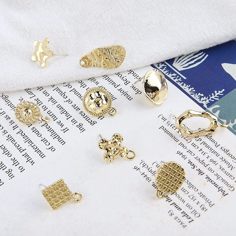 

10pcs Korean Fashion Alloy Irregular Geometry Tremella Earrings With Hanging Stud Earrings Women Material Jewelry Accessories