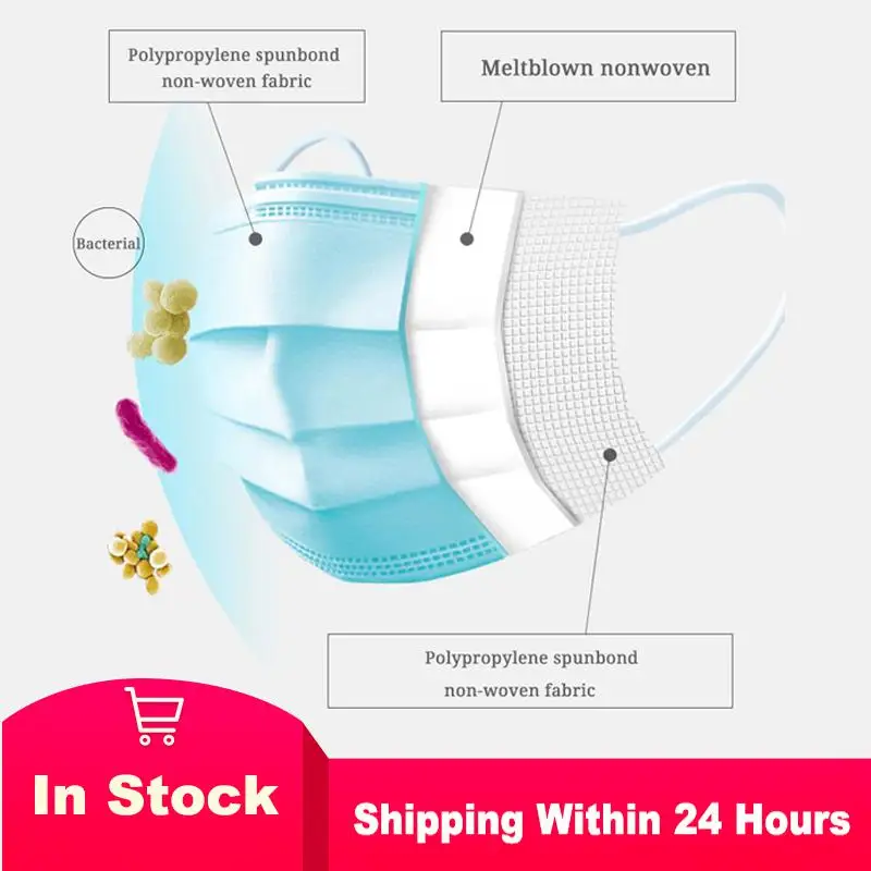 

50PCS Disposable Mask Filter Non-woven Children Masks Coronovirus Protective Facemask Breathing Earloop Pm2.5 Health Mask