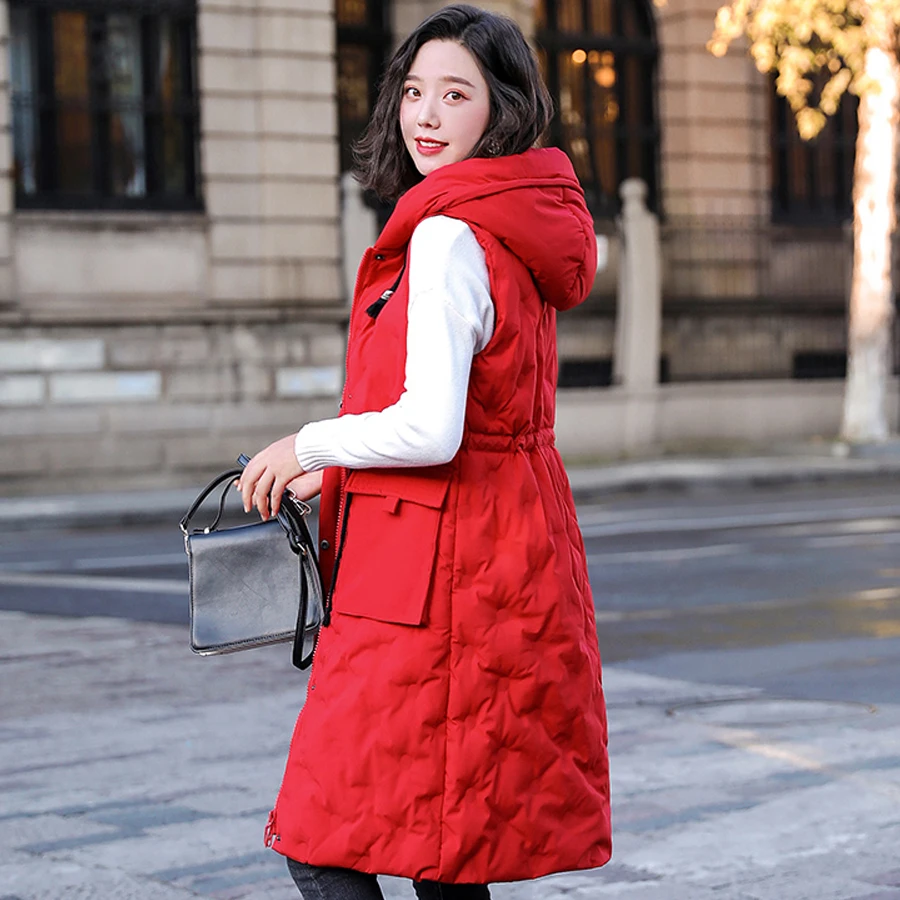 Beste Herfst winter vest vrouwen 2019 katoen gevoerde warm thicken lange vrouw vest vrouwelijke hooded parka jas vest plus size