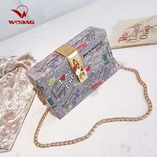 WOBAG/Модная сумка с замком и надписью «граффити», сумка через плечо, Дамский Жесткий Чехол, вместительная сумка-клатч, женские вечерние сумки на плечо