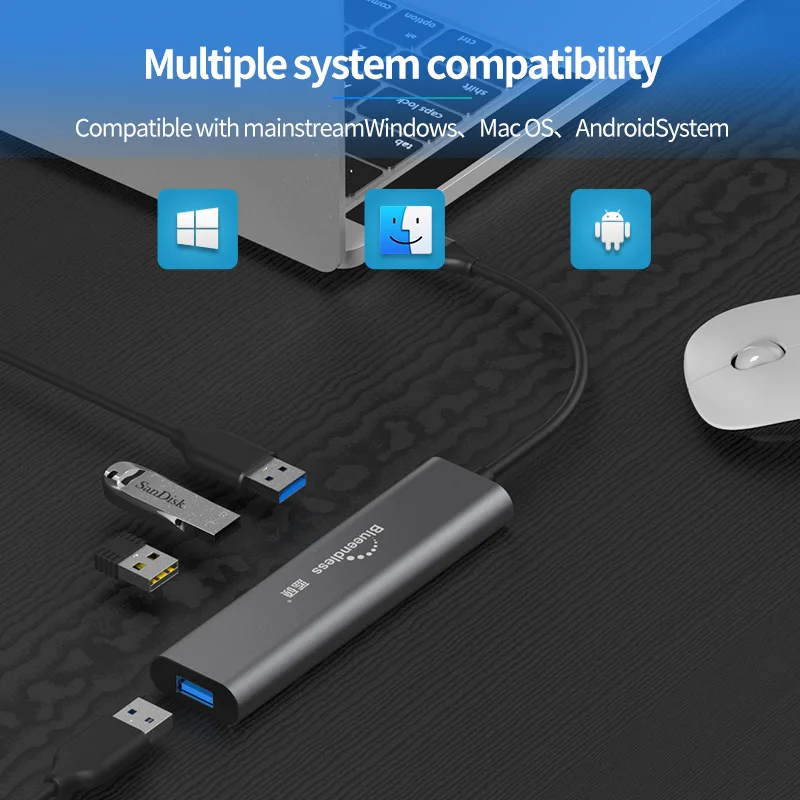 Blueendless usb c hub USB3 1 Type C to 4 port USB3 0 High Speed usb 3