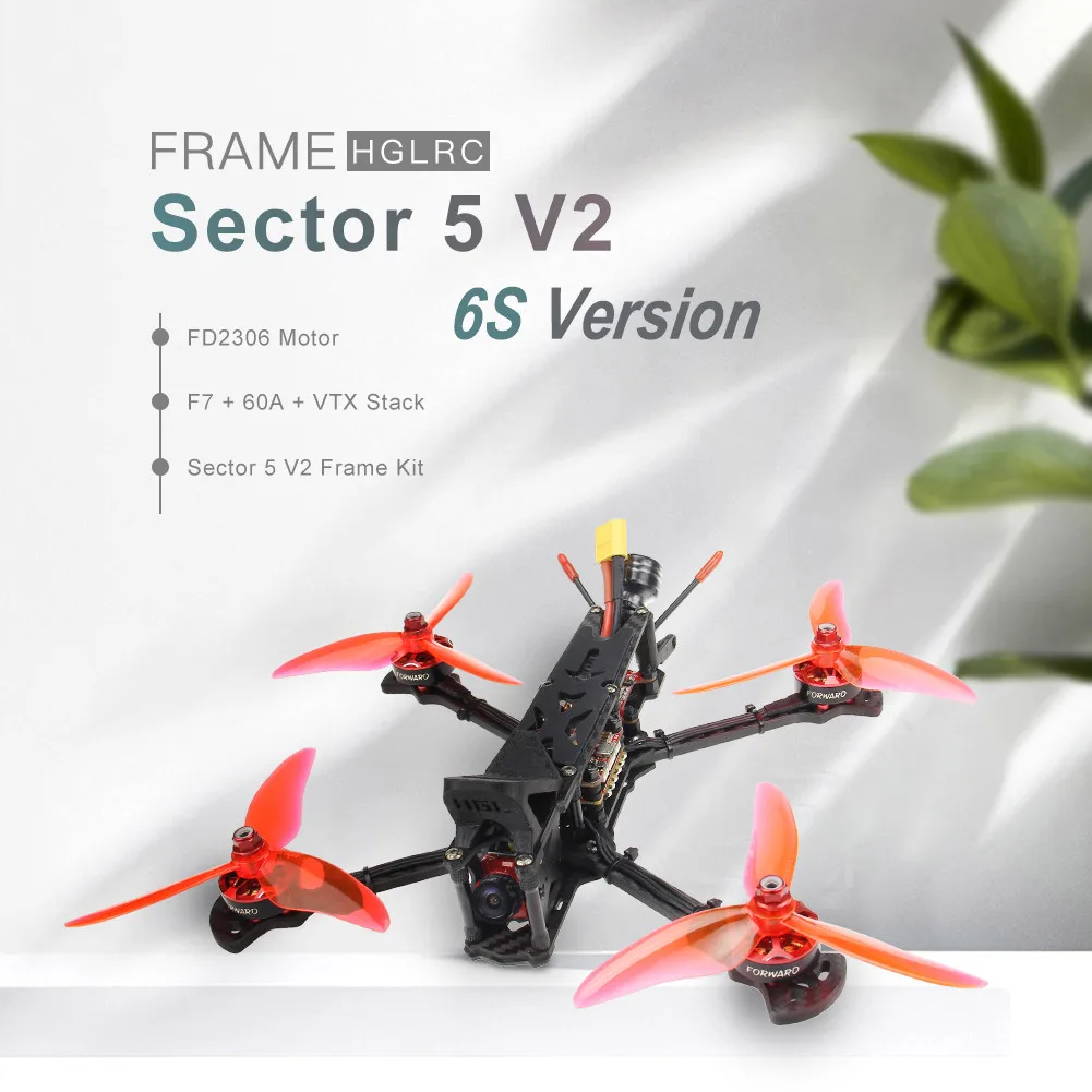 HGLRC Sector5 V2 небольшой гоночный Дрон с видом от первого лица F7 Fc 60A 4in1 ESC 2306 двигатель 6S# g5