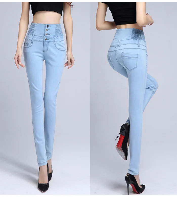 Winter Fleece Jeans Mujer Women 4 Button Warm Denim Pencil Pants Fashion High Waist Thick Trousers Casual Female Skinny Jeans