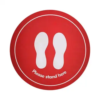 

Please Stand Here Safety Signs 7-Inch Round Pressure-Sensitive Adhesive Pressure-Sensitive Vinyl Walking Signs