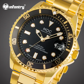 

MDC Mens Watches Top Brand Luxury Military Stainless Steel Yellow Gold Watch Men Waterproof Watches for Men Relogio Masculino