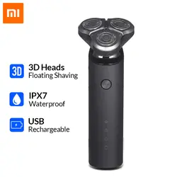 Xiaomi Mijia электробритва для мужчин, перезаряжаемая Гибкая бритва, 3 головки, машина для сухого влажного бритья, триммер для бороды, моющийся, с