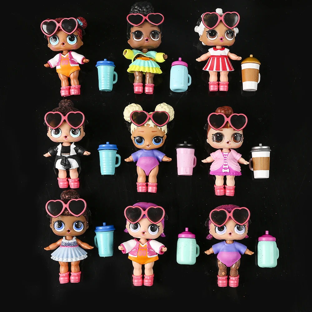 5 unid/set lol ropa de la muñeca zapatos botella gafas L O L ¡Sorpresa! Muñeca grande de 8cm para niñas, juguete para regalo