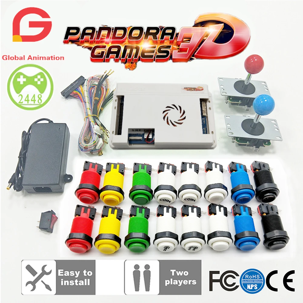 2 плеер DIY Аркады набор Pandora игра 3D 2448 в 1 настольная игра+ 8 джойстик Американский Гапп Стиль кнопочный переключатель для игровых автоматов