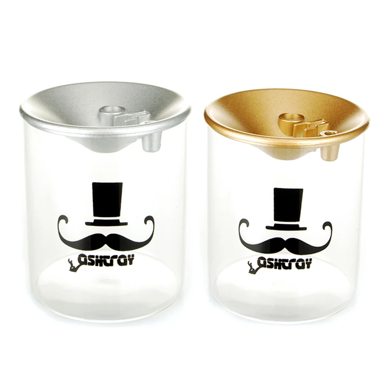 Creative home personality living room office big trend anti-fly ash multifunctional glass ashtray with cover ashtrays