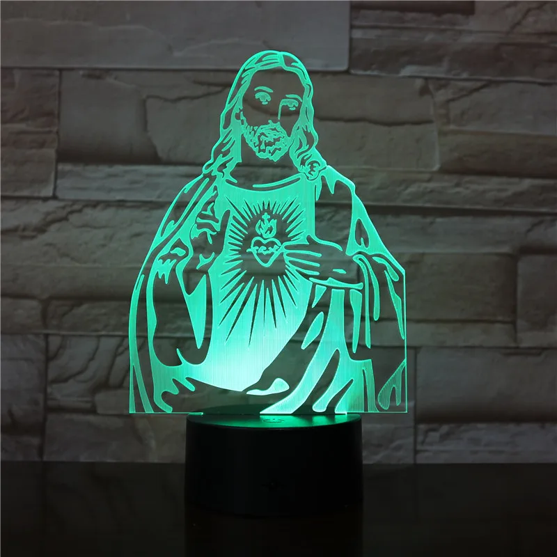 Фигурка Иисуса 7 цветов меняющая ночную лампу 3D светодиодный настольный светильник для спальни ночник домашний декор художественный Декор дропшиппинг 3232