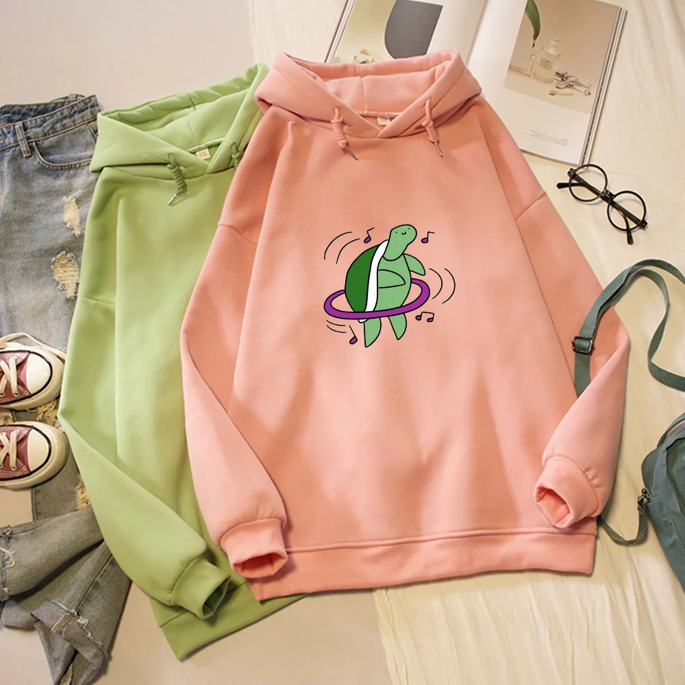 

Autumn Winter Tortoise Oversized Sweatshirt Women Hoodies for Girl Harajuku Warm Hooded Pullover Pocket Pink Hoodie Womens