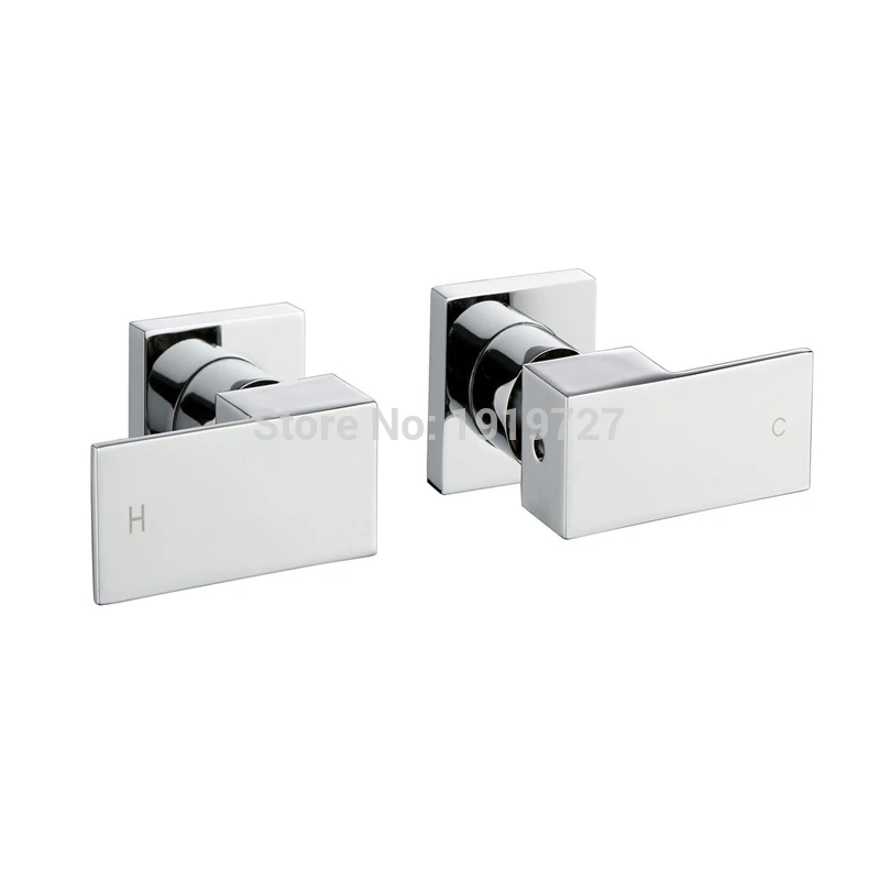 Vidric Factory Direct Modern Watermark Square Style Wall 1/4 Turn Bath Tub Solid Brass Black Tap Mixer Spout Wels Hot&Cold Show