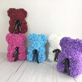 

25cm Red Bear Rose Artificial Soap Roses Teddi Bear Eternal Rose Flower Christmas Valentine Gift Girl Friend Drop Shipping
