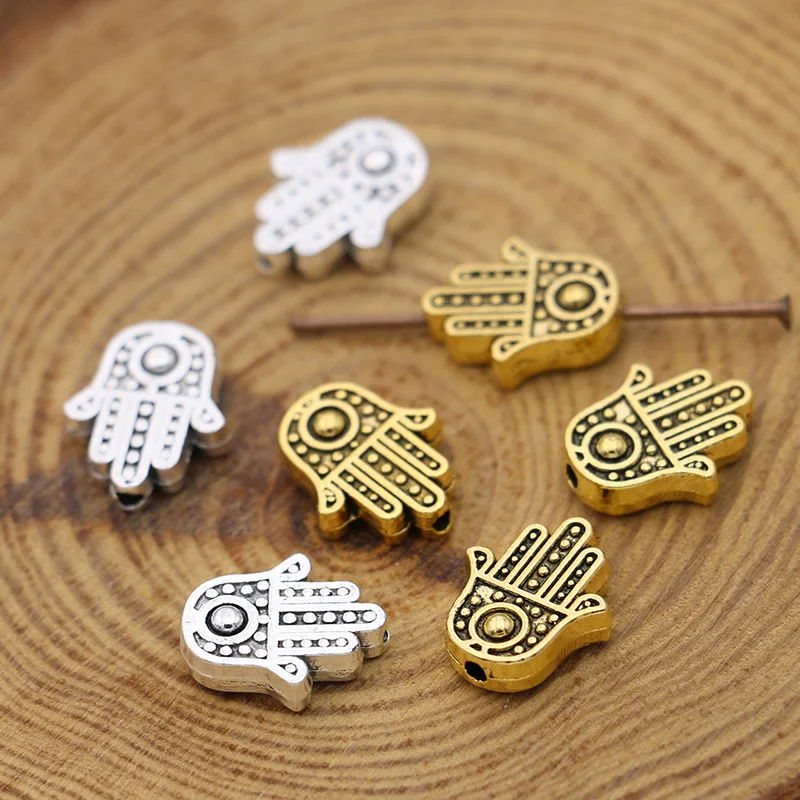 Gold Color Fatima Hand Loose Spacer Beads for Jewelry Making Bracelet Necklace DIY Accessories Handmade Craft 20PCS