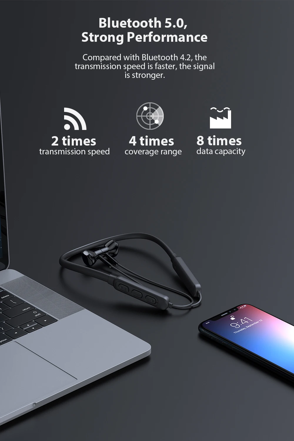 Dacom G03H Спортивные Bluetooth наушники с шейным ободком 5,0 беспроводные наушники высокого качества с микрофоном для IPhone Xiaomi samsung