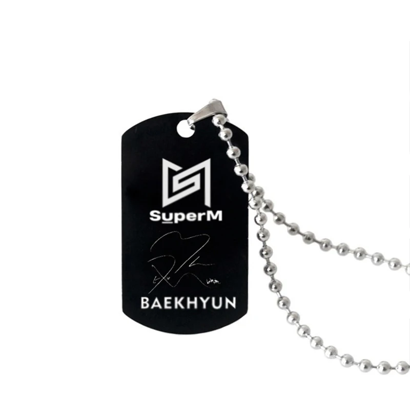 K-pop SuperM BAEKHYUN KAI TAEMIN TAEYONG MARK LUCAS десять деревяный гребень для волос ожерелье из нержавеющей стали черный кулон ожерелье коллекция вентилятора
