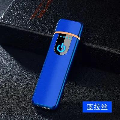 Blue Перезаряжаемая электрическая usb-зажигалка, ветрозащитные металлические зажигалки, мужские подарки для мужчин, гаджеты для курения, аксессуары для сигарет - Цвет: Blue