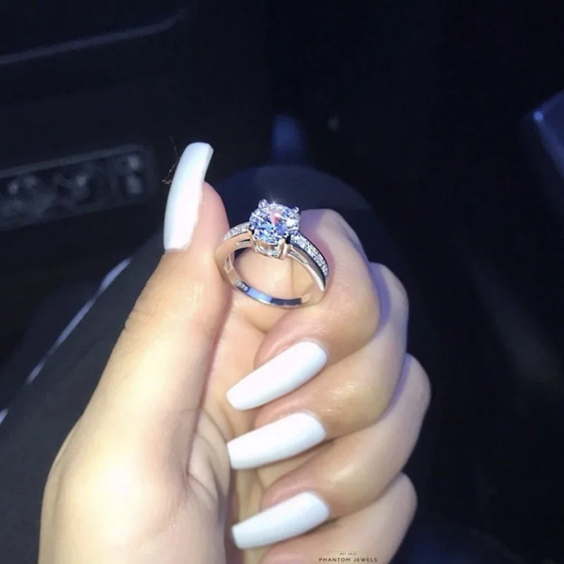 Promise Rings Female Ladies Ring Luxury Square Big Zircon Women Silvery Jewelry Vintage for Rhinestone Wedding | Украшения и