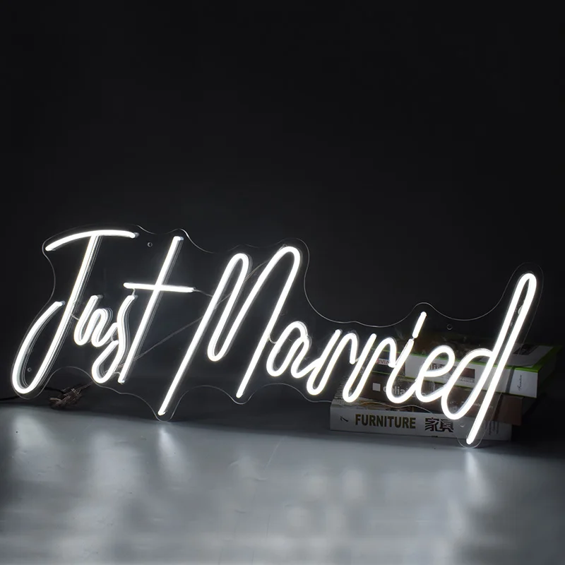 

Custom Neon Sign Light Words just married Led Sign For Room Recor Decorative Lletters Night Lights