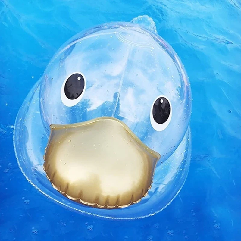  Cute Cartoon Inflatable Transparent Duck Swimming Ring Children Floating Row Chair Floating Bed Inf