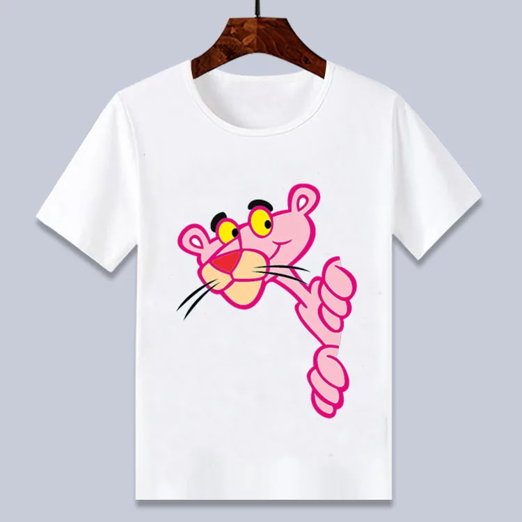 

summer cartoon pink panther funny white short t shirt for baby girls birthday gift t shirt 4 6 8 10 12 T