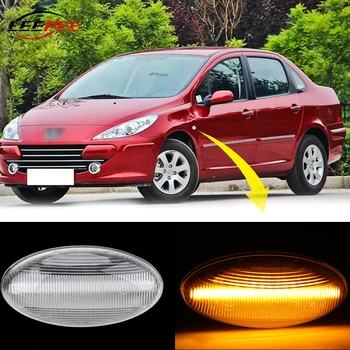 

LEEPEE Car Turn Signal Light For Peugeot 307 206 207 407 107 607 Citroen C1 C2 C3 LED Lamp Auto Dynamic Side Marker Blinker