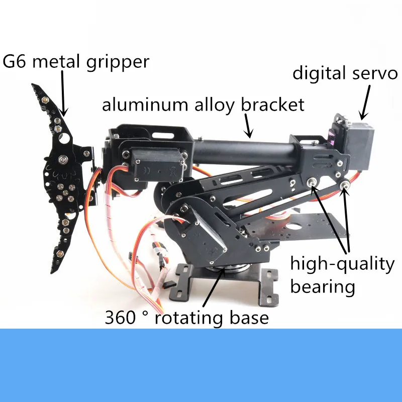 

7DOF Metal Large Robot Arm With G6 Gripper 7pcs High Torque Digital Servo ABB 7-Axis Robotic Model Unassembled DIY Education Toy