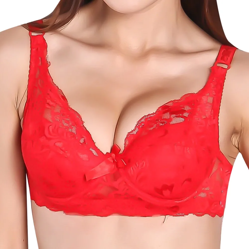 

2019 Summer Style Women Sexy Underwire Padded Up Embroidery Lace Bra 32-40B Brassiere Bra Push Up Breathable Bralette Bras