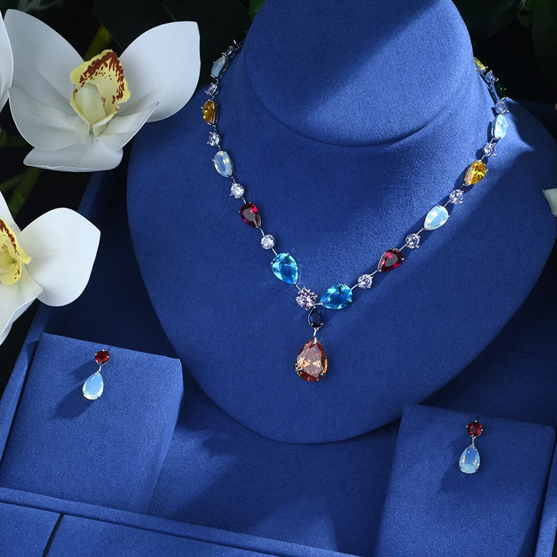 Be 8 модный дизайн ювелирных изделий Романтический Многоцветный капли воды AAA кубический кристалл свадебные ювелирные наборы для ювелирные ... Be 8 модный дизайн ювелирных изделий Романтический Многоцветный капли воды AAA кубический кристалл свадебные ювелирные наборы для ювелирные ...