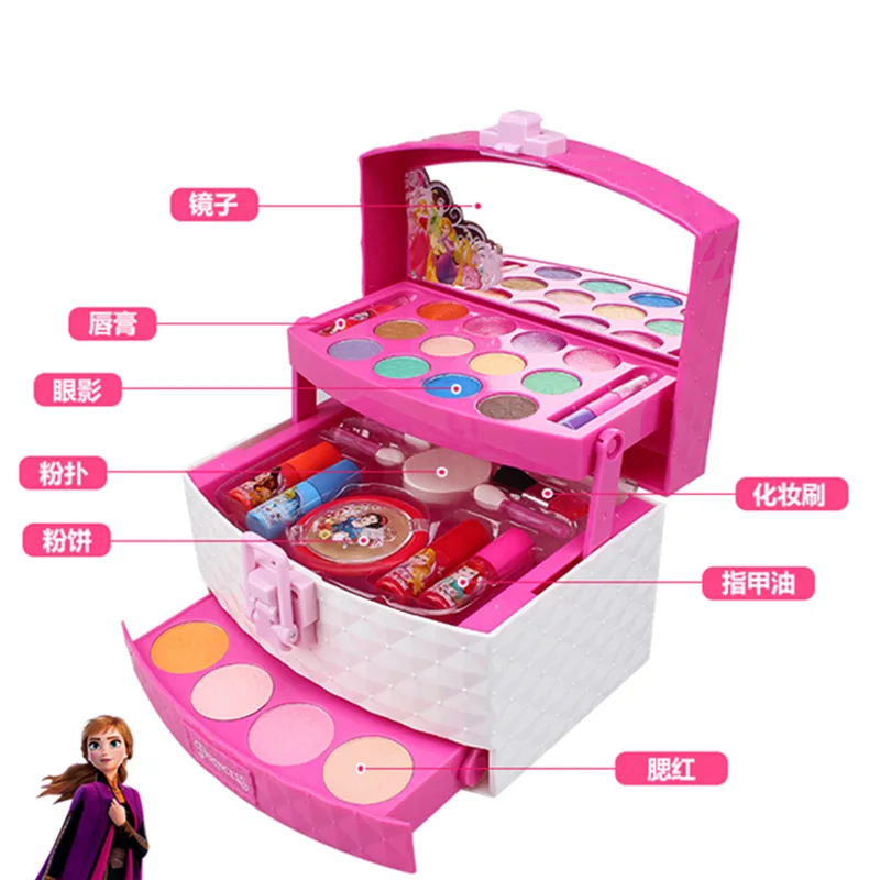New Disney New girls frozen  princess elsa Cosmetics Make up box set  snow White Beauty toys kids Christmas present gift 2