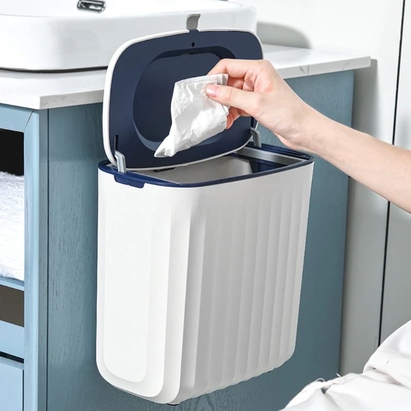 8l Kitchen Hanging Trash Can With Lid Door Compost Bin Food