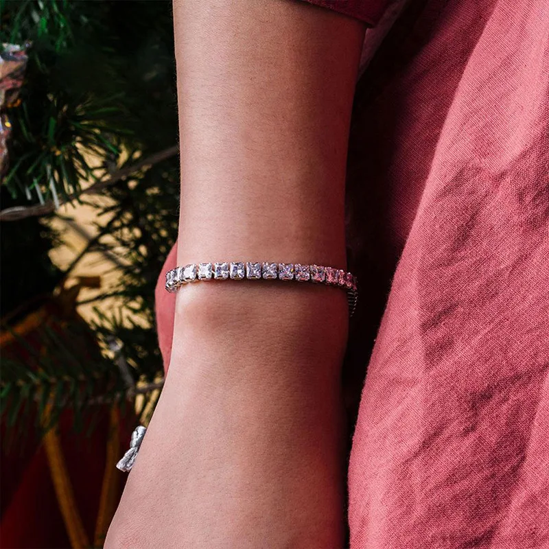 4mm Cubic Zirconia Tennis Bracelets For Women Men Luxury Silver Color CZ Bracelet Charm Jewelry - Image 2