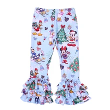 Новые штаны для девочек с изображением рождественской елки и Минни, Длинные мятые брюки с рисунком Микки Мауса для маленьких девочек на осень и зиму, мягкий молочный шелк, на возраст от 12 мес. до 7 лет