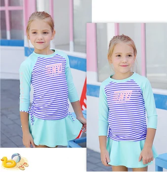 

VIVOBINIYA-- Baby Girl New Stripes Swimsuit Children Split Swimwear Baby Beach Clothes Skirt Kids Quick Dry Swimsuit