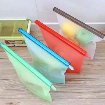 

Vacuum Bag Sealed Food Packaging Zipper Pouches Useful Durable Practical Silicone 4 Colors 17.5*23CM Organizer Kitchen