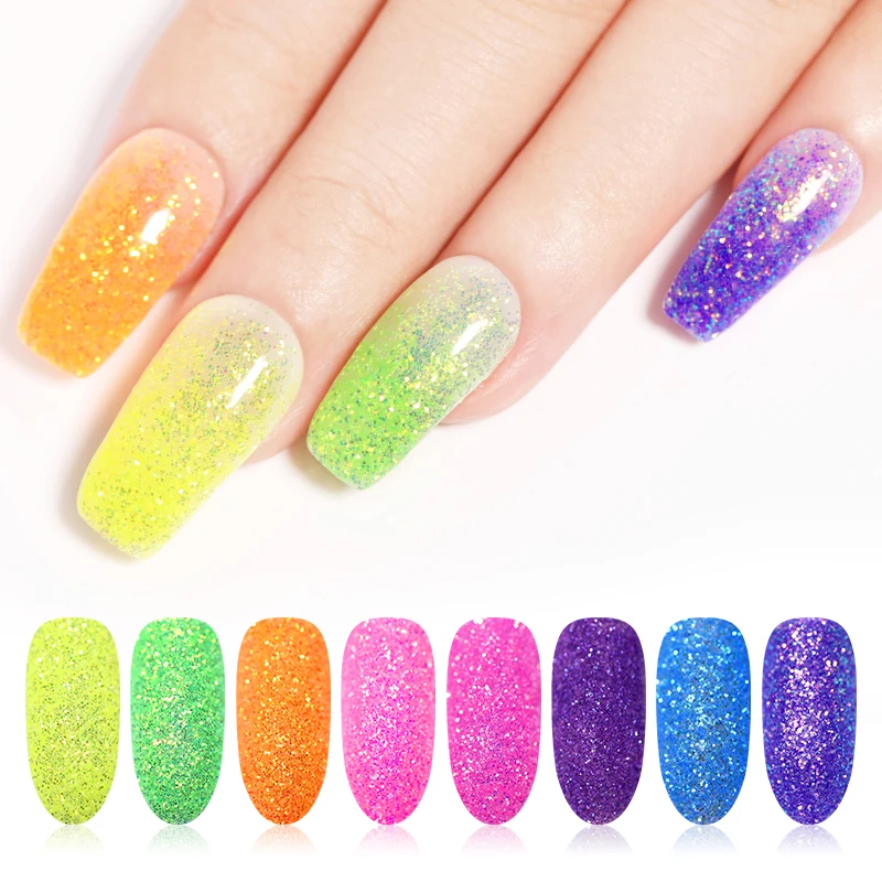 

1g Fluorescent Sugar Nail Art Glittery Powder Sparkling Dazzling Dust Sequins Chrome Iridescent Decoration Pigment Tips