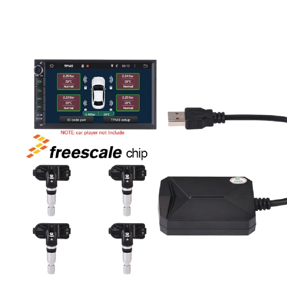 AOSHIKE USB Android TPMS система контроля давления в шинах Дисплей Сигнализация внешний внутренний 4 датчика Android навигация