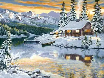 

ONEROOM Embroidery Counted Cross Stitch Kits Needlework - Crafts 14 ct DMC Color DIY Arts Handmade Decor -Snowing hourse