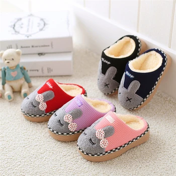 

Children's Winter Home Slippers Baby Girls Boys Cartoon Rabbit Bow Warm Indoors Soft-Sole Floor Shoes House Slipper 18M-10T A50