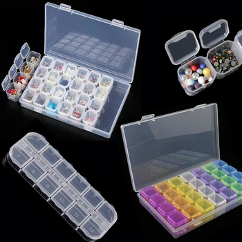 

1pcs Plastic Empty Storage Case Boxes Manicure Tools Jewlery Box Nail Art Box Storage Box Multi-seperated Transparent /Colorful