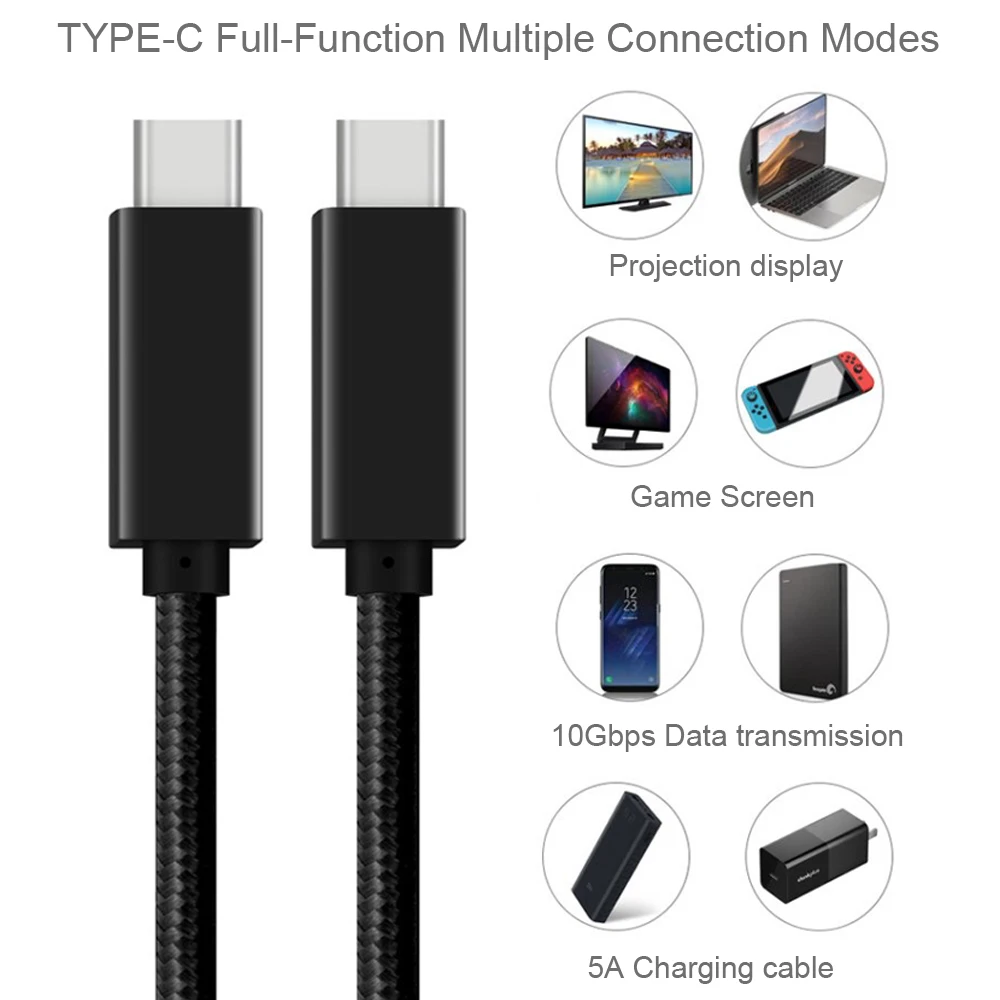 WOTOBE USB C кабель E-MARK 5A PD 100W USB3.1 Gen2 10 Гбит/с 4K для Thunderbolt 3 Matebook MacBook iPad Pro Pixel Nexus 6P Matebook
