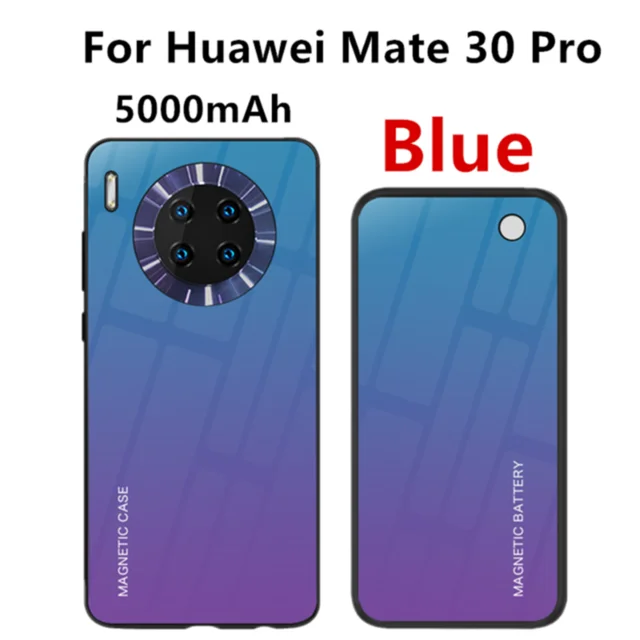 5000 мАч беспроводной зарядный чехол для аккумулятора huawei mate 30 Pro Магнитный чехол для аккумулятора для huawei mate 30 power Bank чехол для зарядного устройства - Цвет: Blue Mate 30 Pro